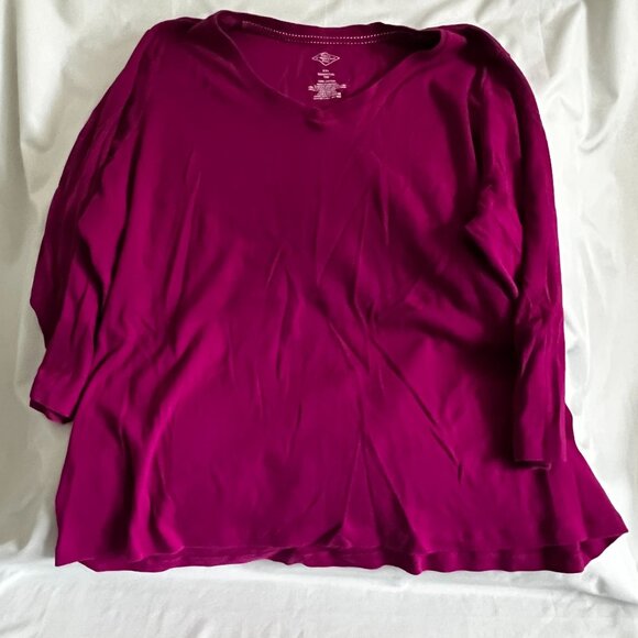 St. John's Bay Tops - St. Johns Bay Essential Tee XXL Long-Sleeve Pink 100% Cotton Comfortable Relaxed